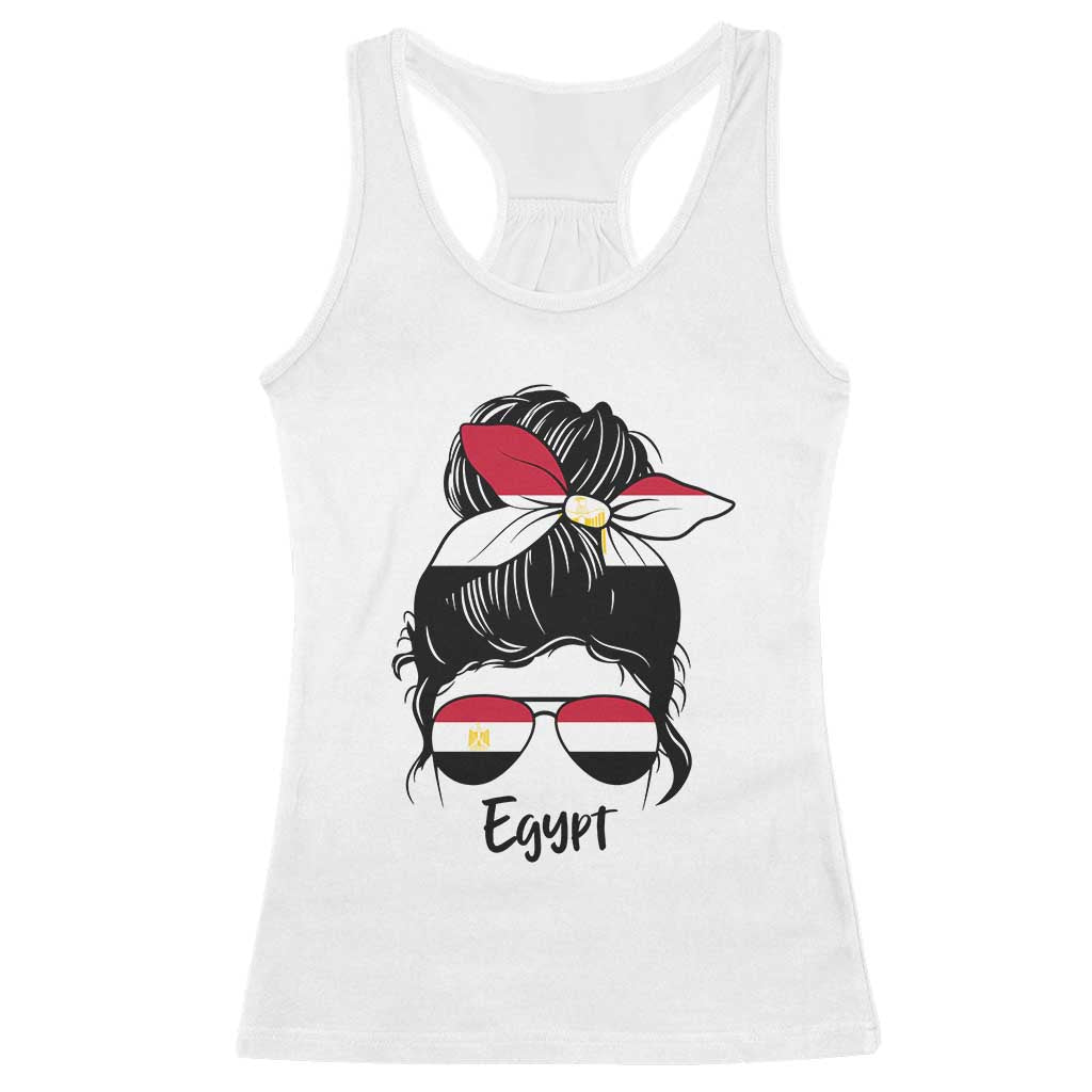 Egyptian Flag Messy Bun Girl Racerback Tank Top Patriotic Egypt Women