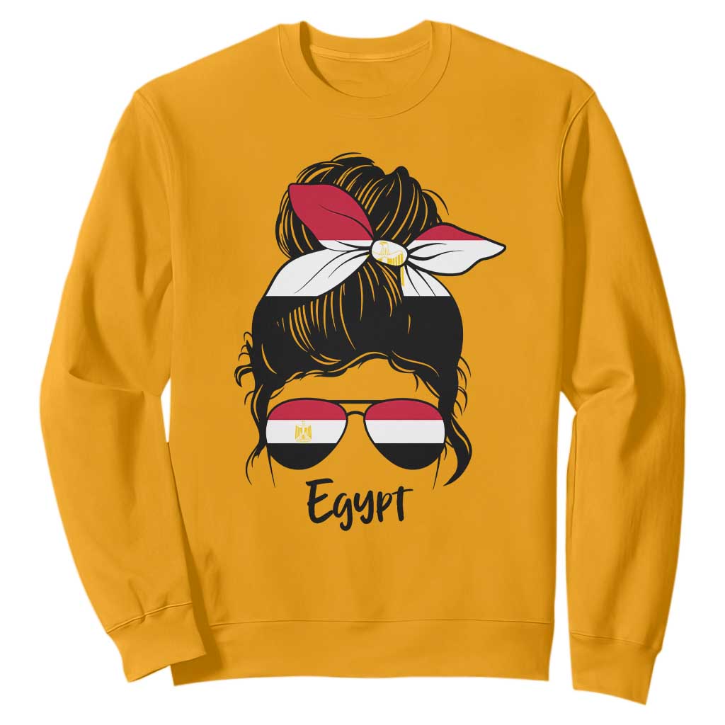 Egyptian Flag Messy Bun Girl Sweatshirt Patriotic Egypt Women