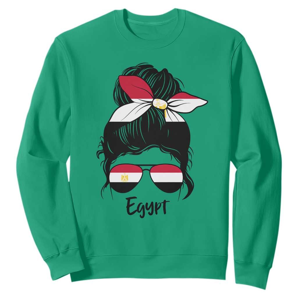 Egyptian Flag Messy Bun Girl Sweatshirt Patriotic Egypt Women