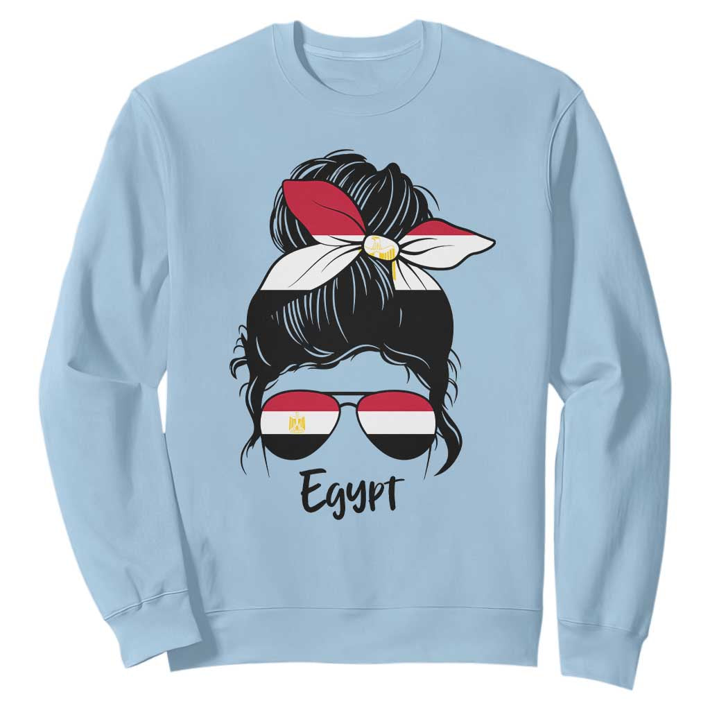 Egyptian Flag Messy Bun Girl Sweatshirt Patriotic Egypt Women