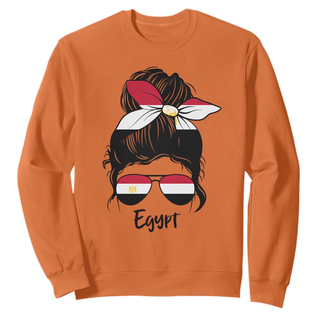 Egyptian Flag Messy Bun Girl Sweatshirt Patriotic Egypt Women