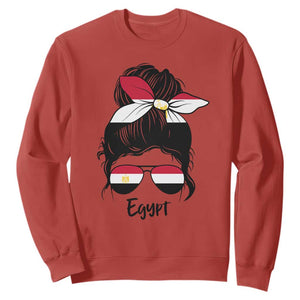 Egyptian Flag Messy Bun Girl Sweatshirt Patriotic Egypt Women