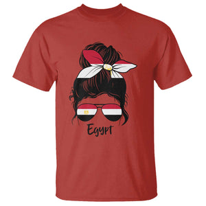 Egyptian Flag Messy Bun Girl T Shirt Patriotic Egypt Women