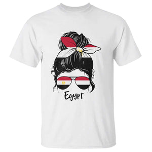 Egyptian Flag Messy Bun Girl T Shirt Patriotic Egypt Women