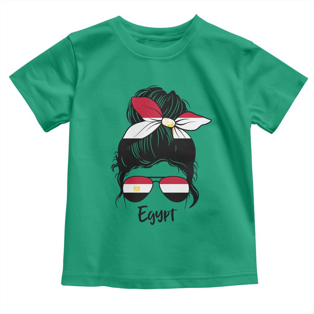 Egyptian Flag Messy Bun Girl Toddler T Shirt Patriotic Egypt Women