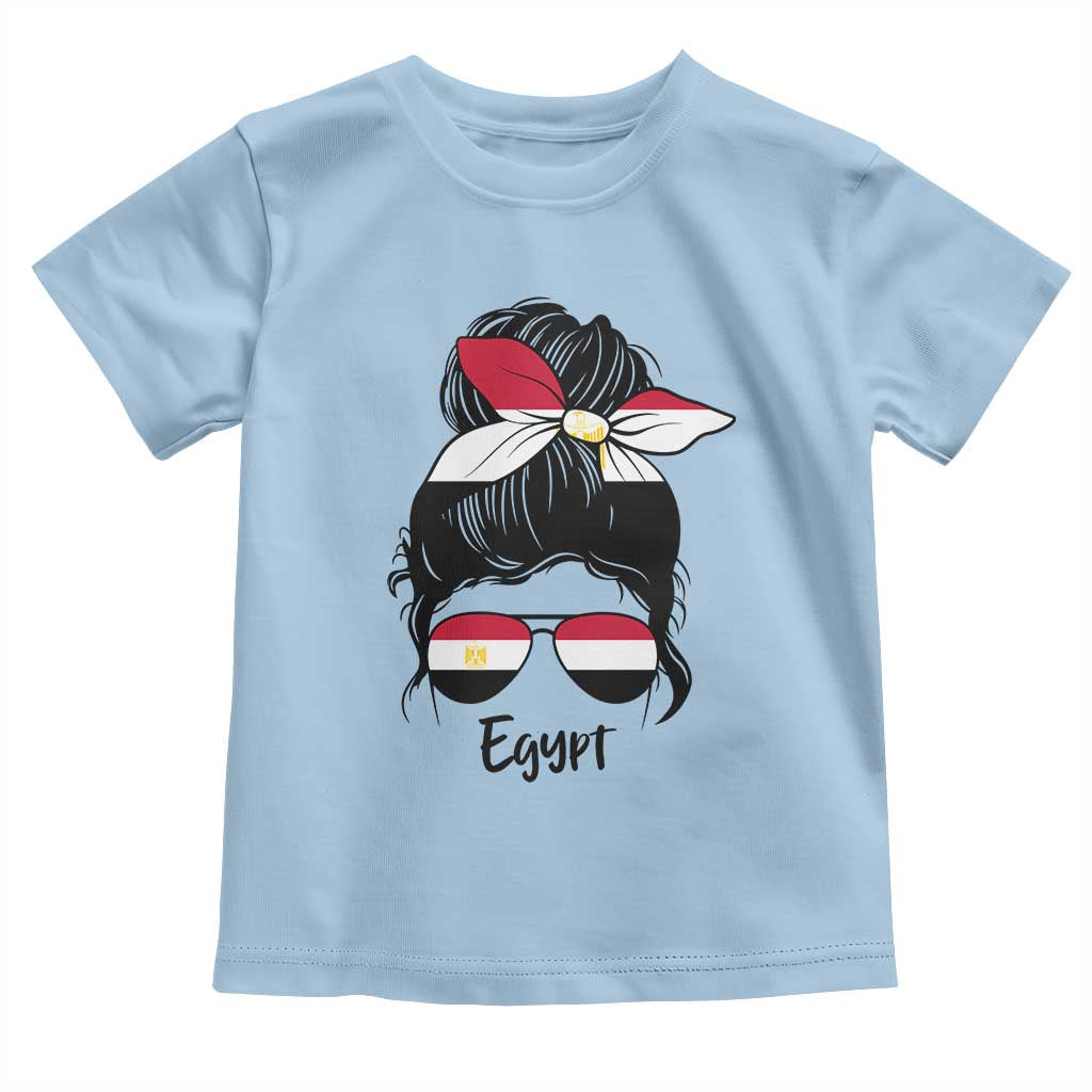 Egyptian Flag Messy Bun Girl Toddler T Shirt Patriotic Egypt Women