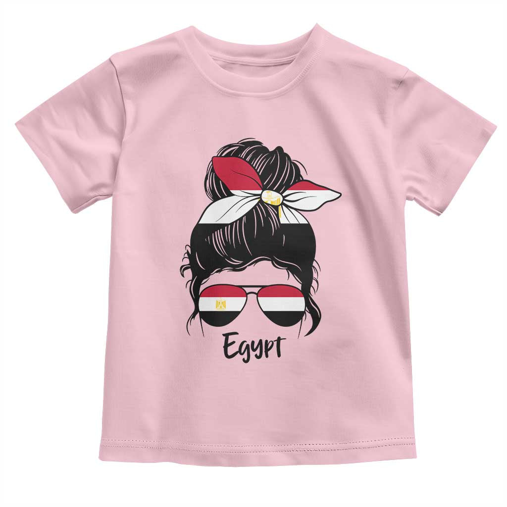 Egyptian Flag Messy Bun Girl Toddler T Shirt Patriotic Egypt Women