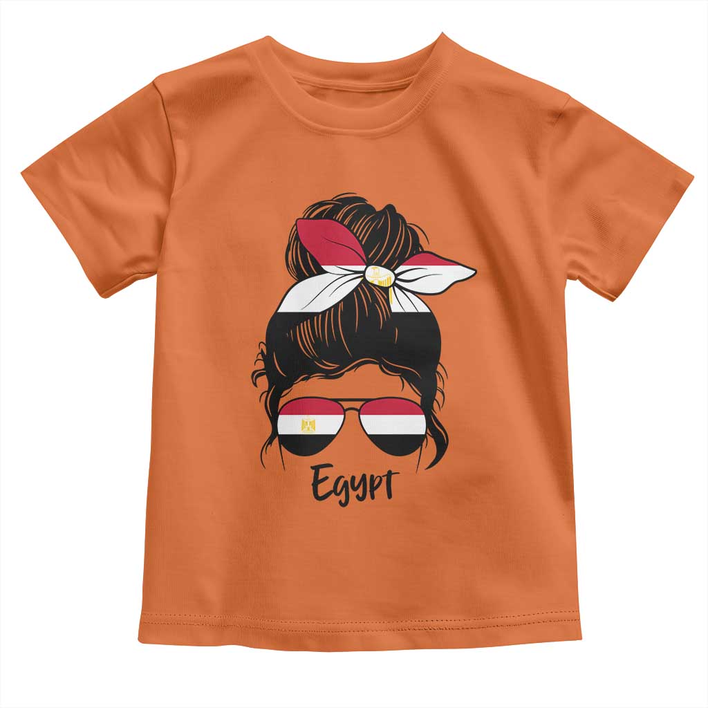 Egyptian Flag Messy Bun Girl Toddler T Shirt Patriotic Egypt Women