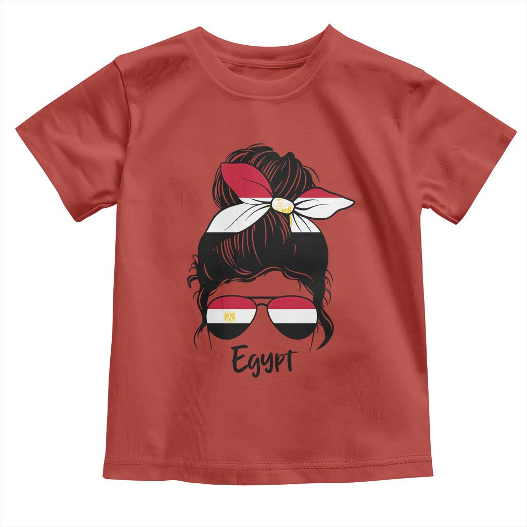 Egyptian Flag Messy Bun Girl Toddler T Shirt Patriotic Egypt Women