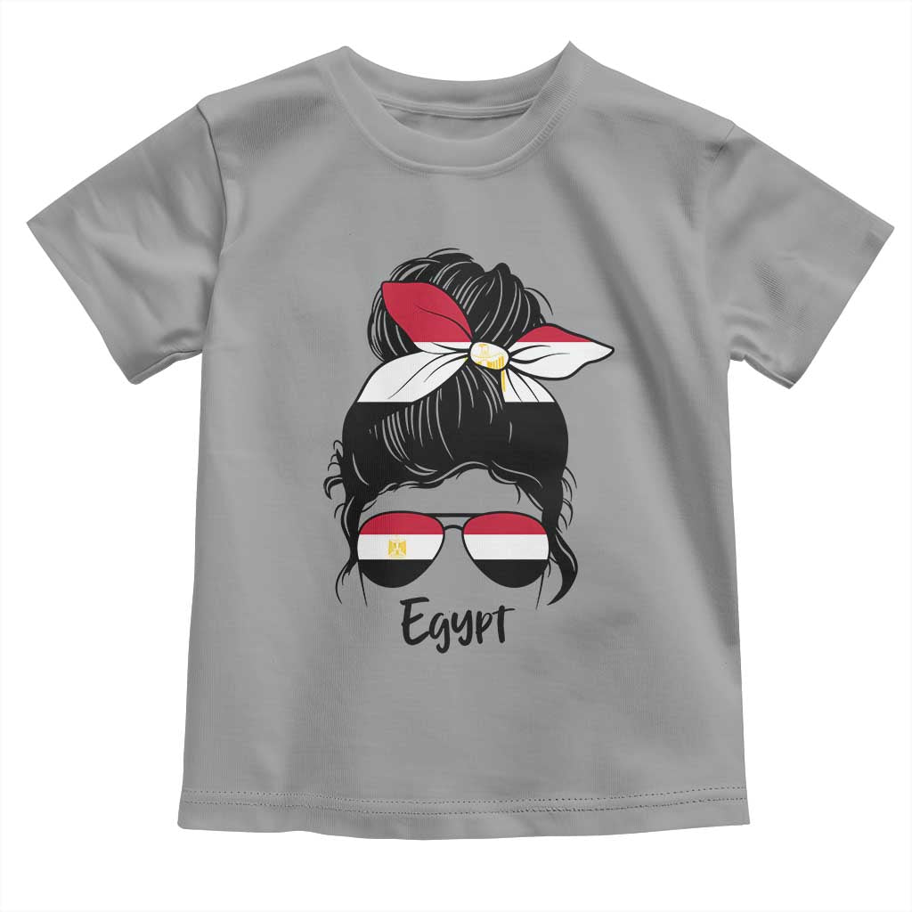 Egyptian Flag Messy Bun Girl Toddler T Shirt Patriotic Egypt Women