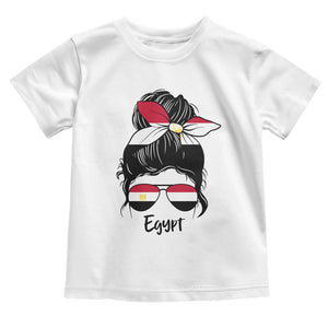 Egyptian Flag Messy Bun Girl Toddler T Shirt Patriotic Egypt Women