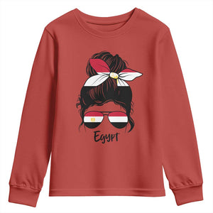 Egyptian Flag Messy Bun Girl Youth Sweatshirt Patriotic Egypt Women