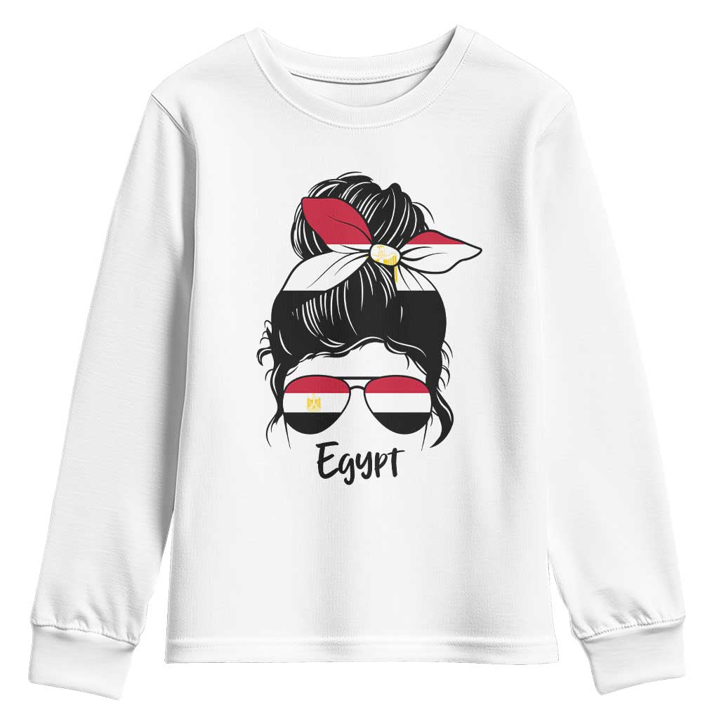 Egyptian Flag Messy Bun Girl Youth Sweatshirt Patriotic Egypt Women