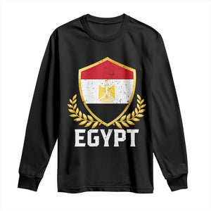 Egypt Coat of Arms Gold Shield Crest Long Sleeve Shirt Patriotic Egyptian Flag Heritage Pride