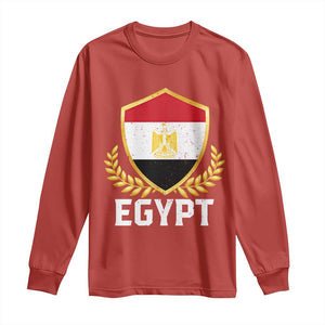 Egypt Coat of Arms Gold Shield Crest Long Sleeve Shirt Patriotic Egyptian Flag Heritage Pride