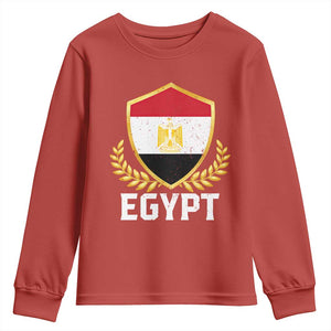 Egypt Coat of Arms Gold Shield Crest Youth Sweatshirt Patriotic Egyptian Flag Heritage Pride