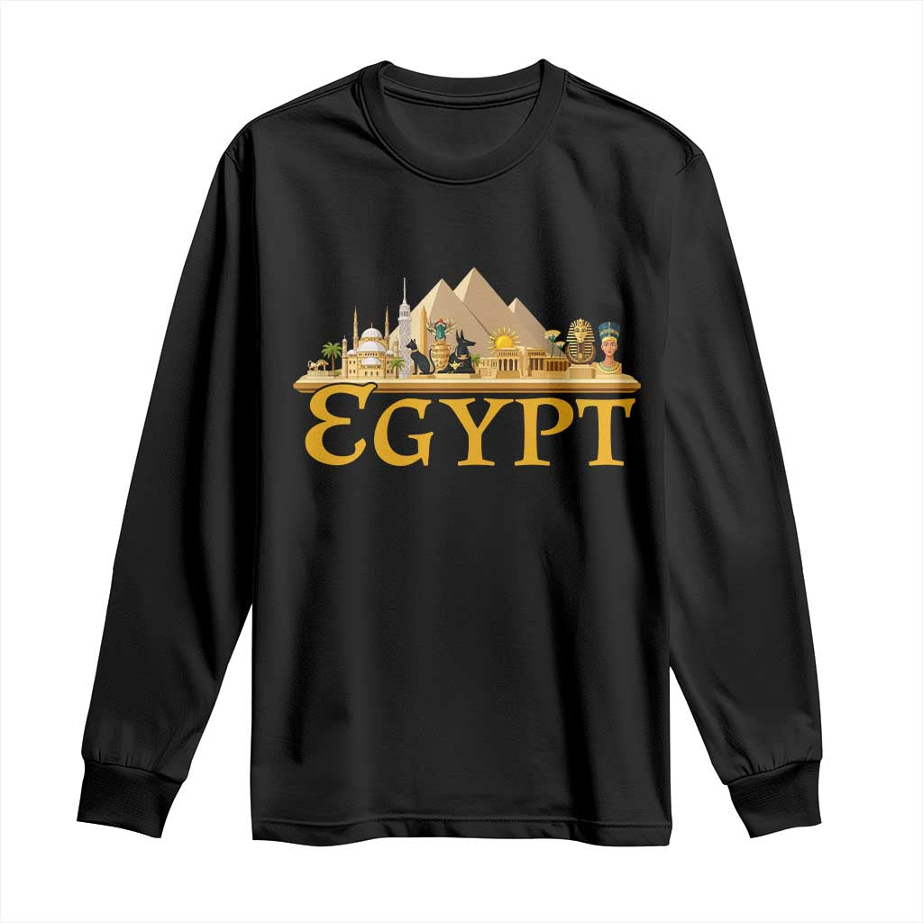 Ancient Egypt Pyramids Sphinx Graphic Long Sleeve Shirt Vintage Egypt Anubis History Buff Travel Souvenir