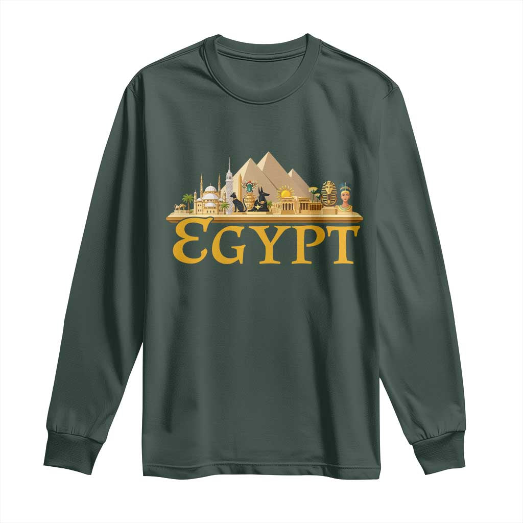 Ancient Egypt Pyramids Sphinx Graphic Long Sleeve Shirt Vintage Egypt Anubis History Buff Travel Souvenir