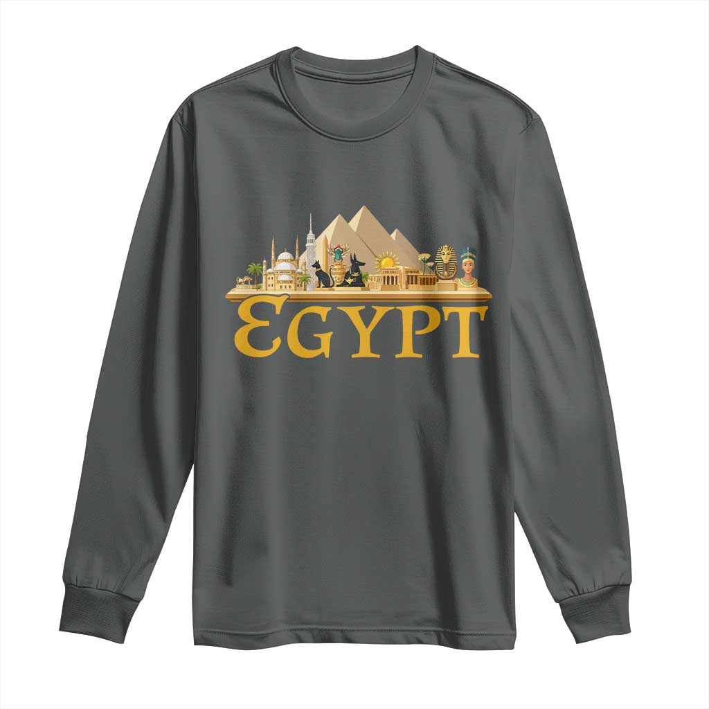 Ancient Egypt Pyramids Sphinx Graphic Long Sleeve Shirt Vintage Egypt Anubis History Buff Travel Souvenir