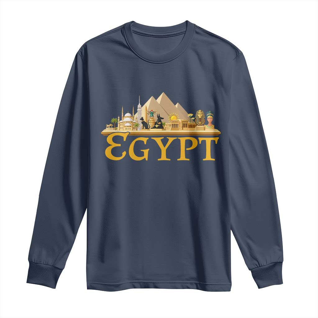 Ancient Egypt Pyramids Sphinx Graphic Long Sleeve Shirt Vintage Egypt Anubis History Buff Travel Souvenir