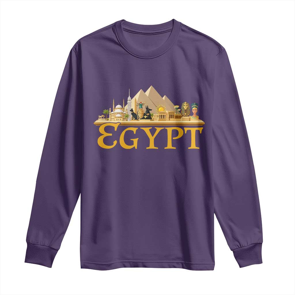 Ancient Egypt Pyramids Sphinx Graphic Long Sleeve Shirt Vintage Egypt Anubis History Buff Travel Souvenir