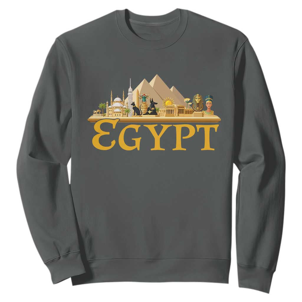Ancient Egypt Pyramids Sphinx Graphic Sweatshirt Vintage Egypt Anubis History Buff Travel Souvenir