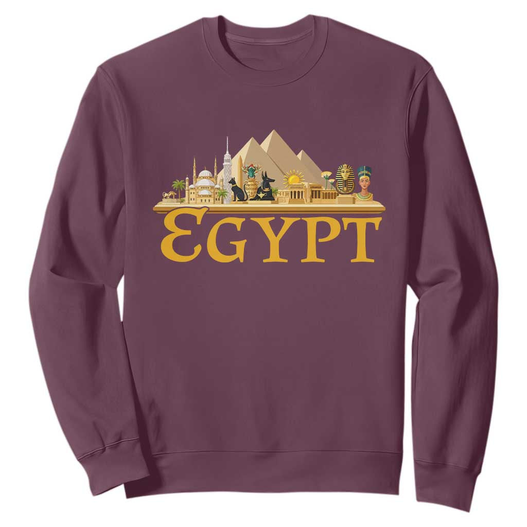 Ancient Egypt Pyramids Sphinx Graphic Sweatshirt Vintage Egypt Anubis History Buff Travel Souvenir
