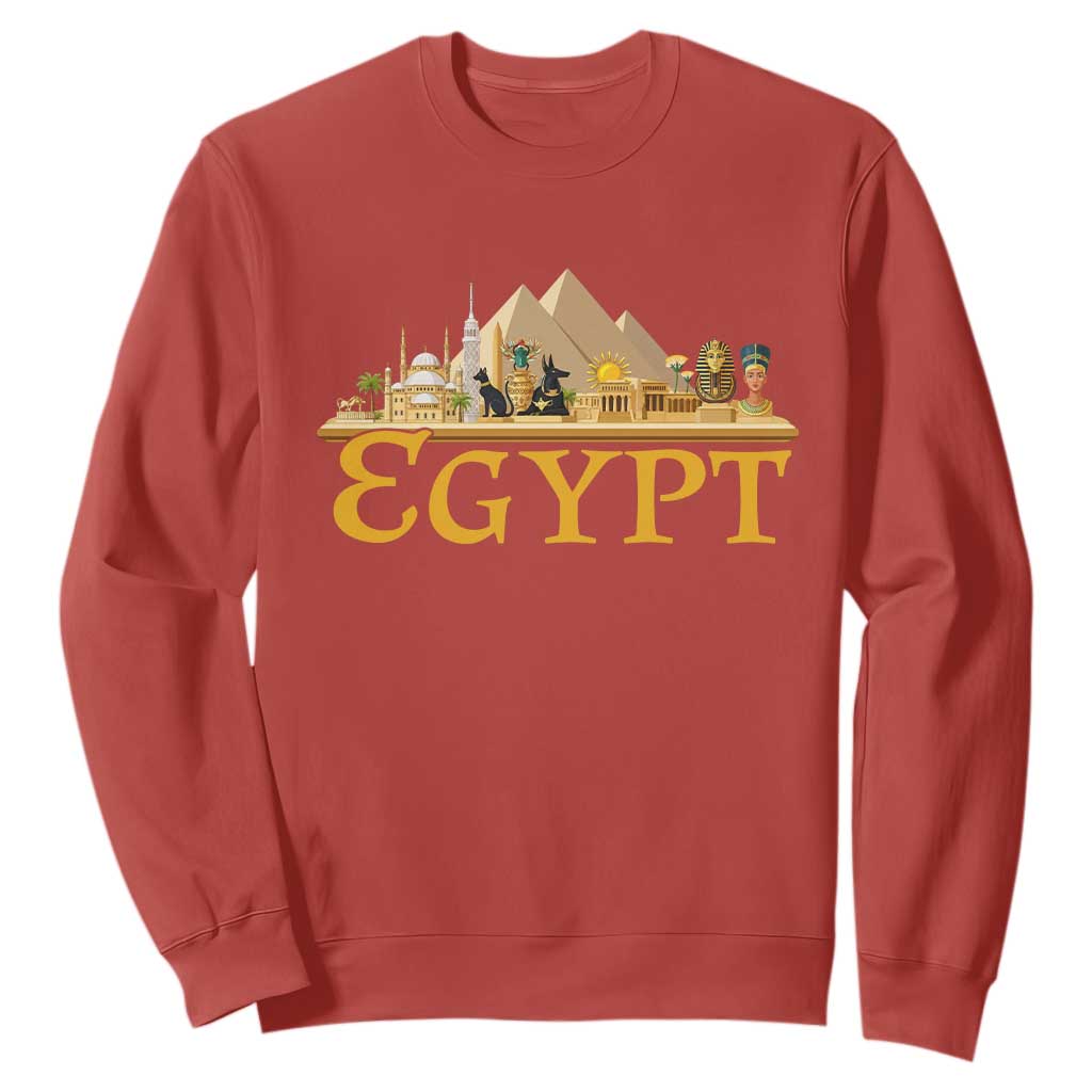 Ancient Egypt Pyramids Sphinx Graphic Sweatshirt Vintage Egypt Anubis History Buff Travel Souvenir