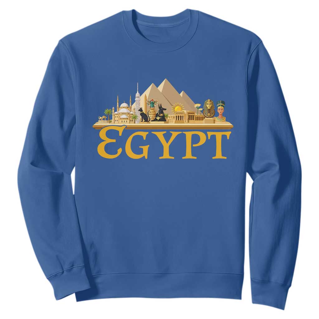 Ancient Egypt Pyramids Sphinx Graphic Sweatshirt Vintage Egypt Anubis History Buff Travel Souvenir
