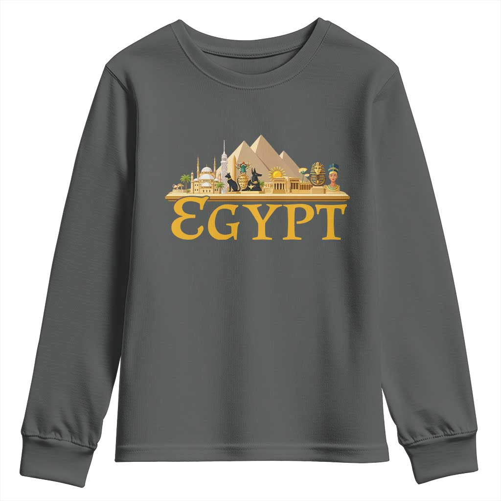 Ancient Egypt Pyramids Sphinx Graphic Youth Sweatshirt Vintage Egypt Anubis History Buff Travel Souvenir