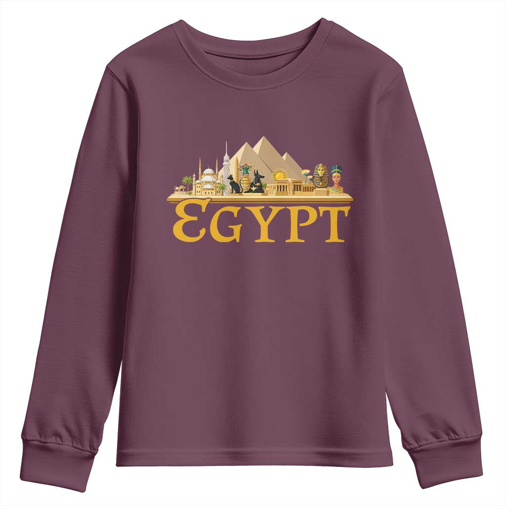 Ancient Egypt Pyramids Sphinx Graphic Youth Sweatshirt Vintage Egypt Anubis History Buff Travel Souvenir