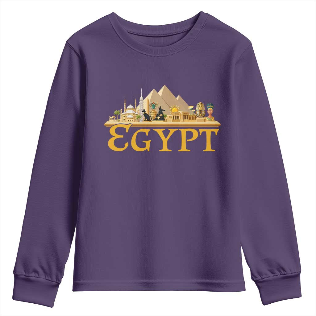 Ancient Egypt Pyramids Sphinx Graphic Youth Sweatshirt Vintage Egypt Anubis History Buff Travel Souvenir