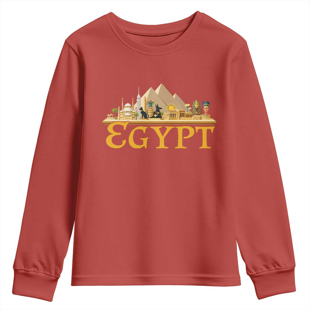 Ancient Egypt Pyramids Sphinx Graphic Youth Sweatshirt Vintage Egypt Anubis History Buff Travel Souvenir