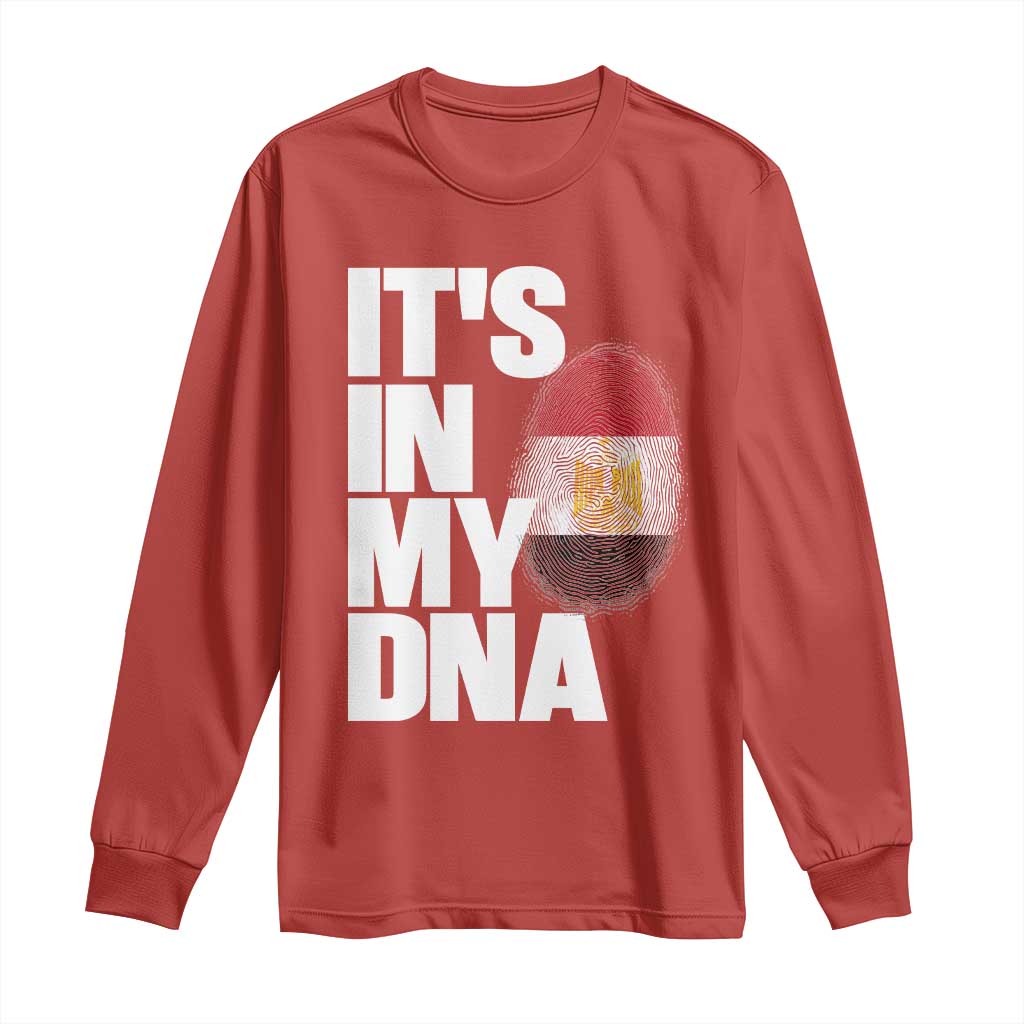 Egypt It's In My DNA Flag Fingerprint Graphic Long Sleeve Shirt Egyptian Heritage Pride Roots