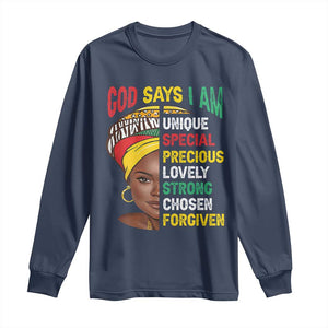 Proud Black Woman Long Sleeve Shirt God Says I Am Melanin Girl Pride