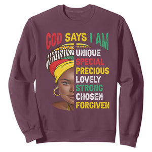 Proud Black Woman Sweatshirt God Says I Am Melanin Girl Pride