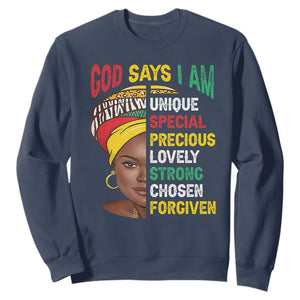 Proud Black Woman Sweatshirt God Says I Am Melanin Girl Pride