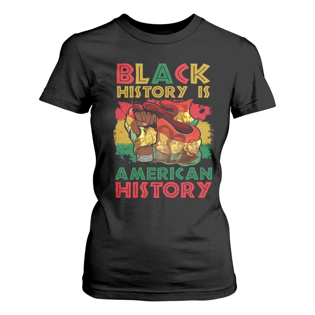 Black History Is American History T Shirt For Women African American Pride Flag Raised Fist