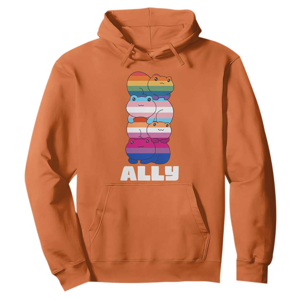 Colorful LGBTQ+ Ally Frogs Stack Hoodie Kawaii Gay Pride Support