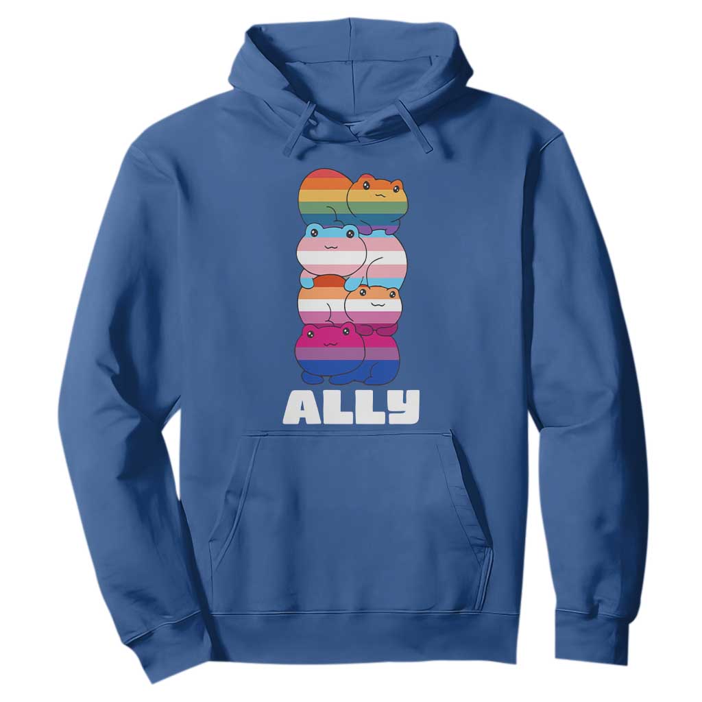 Colorful LGBTQ+ Ally Frogs Stack Hoodie Kawaii Gay Pride Support