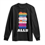 Colorful LGBTQ+ Ally Frogs Stack Long Sleeve Shirt Kawaii Gay Pride Support