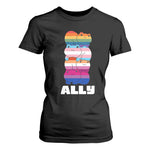 Colorful LGBTQ+ Ally Frogs Stack T Shirt For Women Kawaii Gay Pride Support
