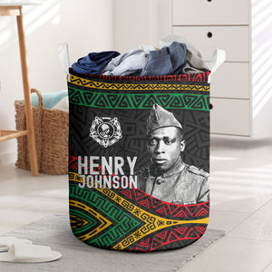 Henry Johnson Black History Month Laundry Basket Pan African Colors Tribal Geometric Pattern