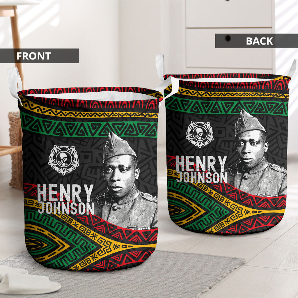 Henry Johnson Black History Month Laundry Basket Pan African Colors Tribal Geometric Pattern