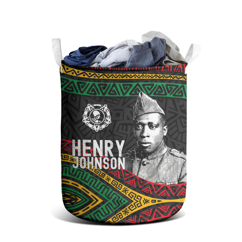 Henry Johnson Black History Month Laundry Basket Pan African Colors Tribal Geometric Pattern