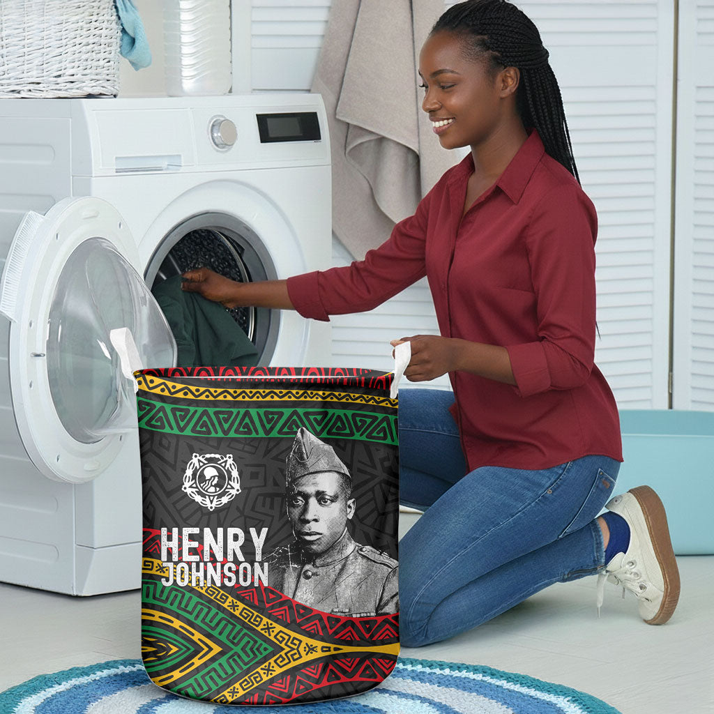 Henry Johnson Black History Month Laundry Basket Pan African Colors Tribal Geometric Pattern