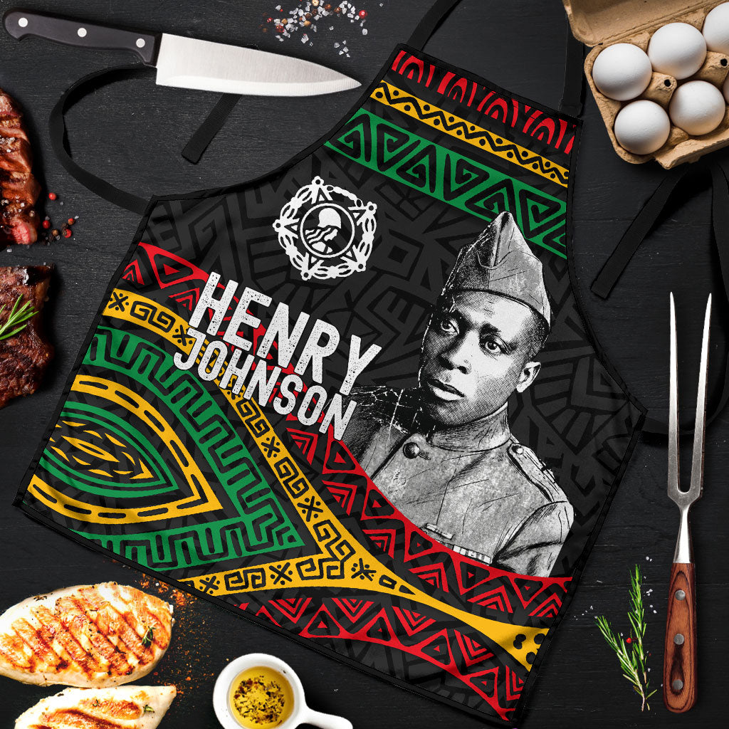 Henry Johnson Black History Month Apron Pan African Colors Tribal Geometric Pattern