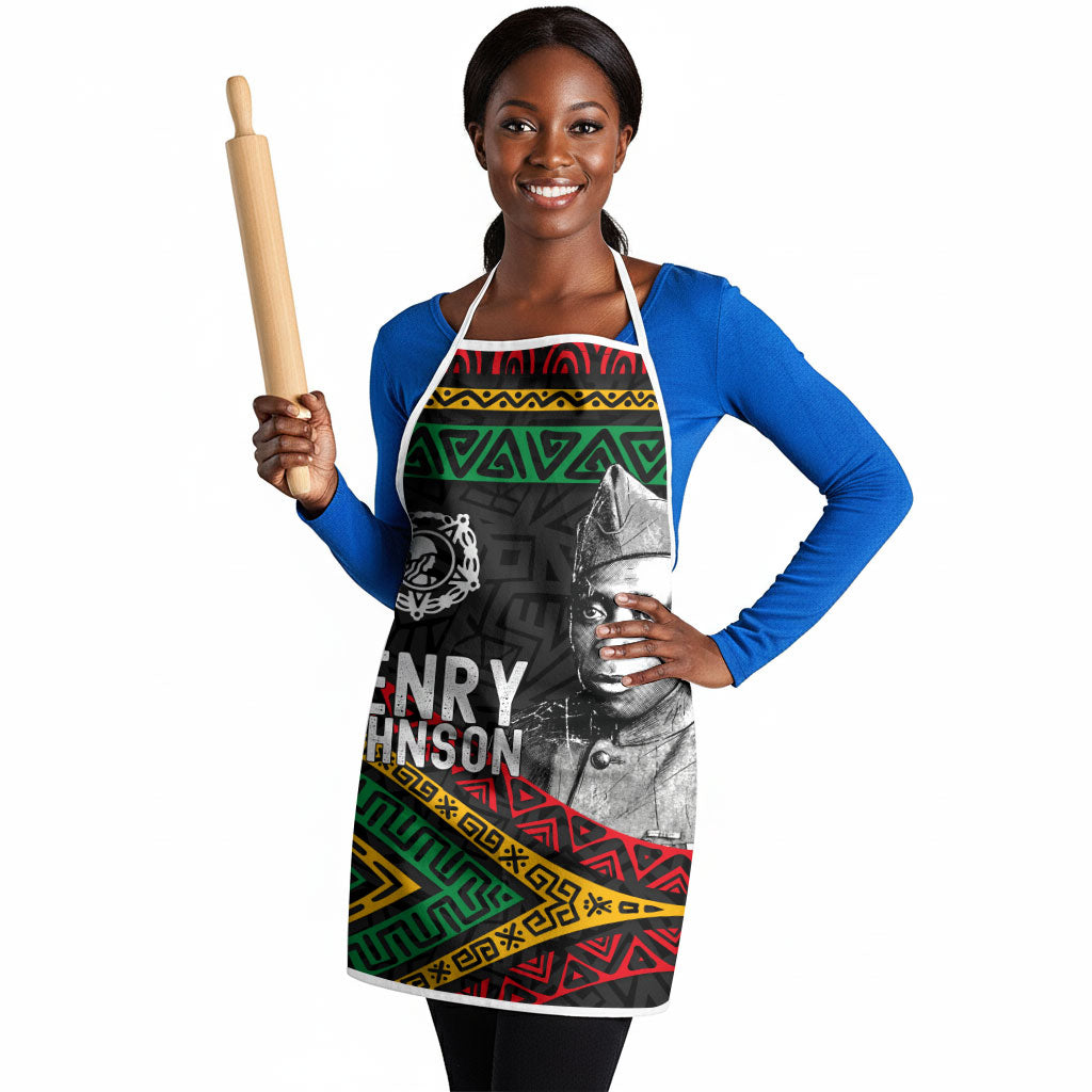 Henry Johnson Black History Month Apron Pan African Colors Tribal Geometric Pattern