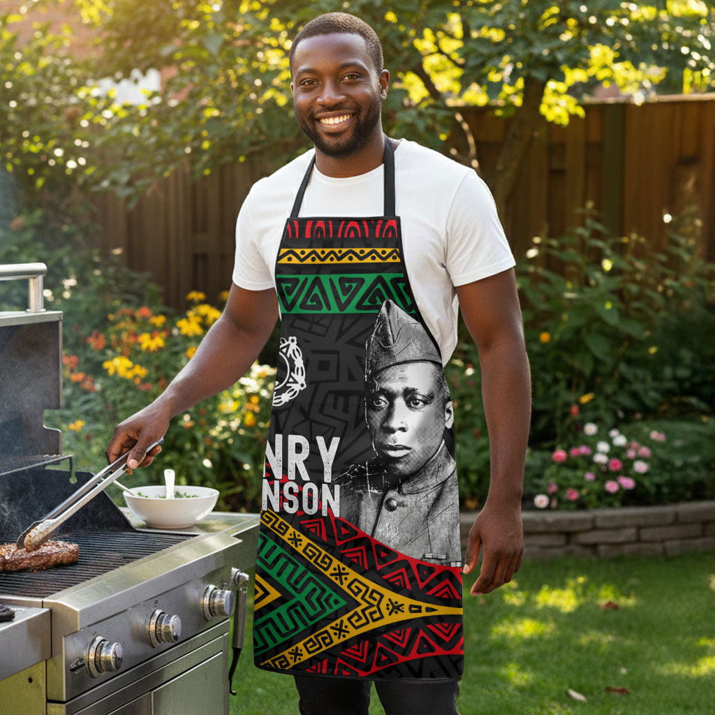 Henry Johnson Black History Month Apron Pan African Colors Tribal Geometric Pattern