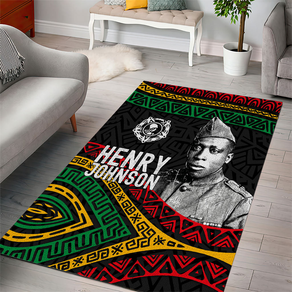 Henry Johnson Black History Month Area Rug Pan African Colors Tribal Geometric Pattern